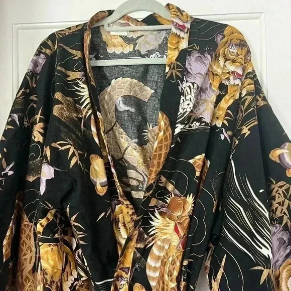 Rare Japanese Kimono - One Size HAPPICOAT Dragon and Tiger Men‘s - Picture 6 of 11